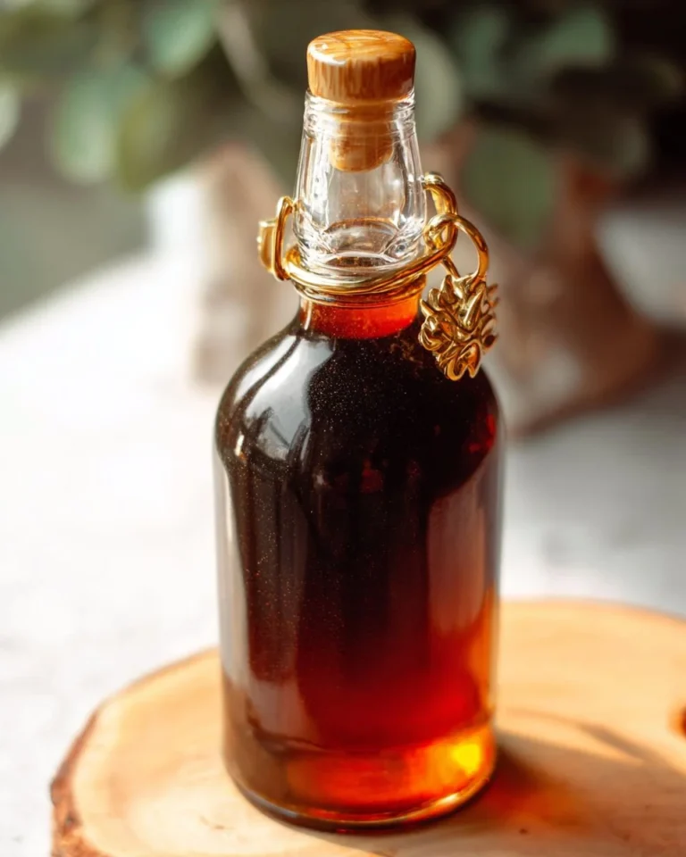 Homemade Apple Brown Sugar Syrup in a glass jar with apples and cinnamon