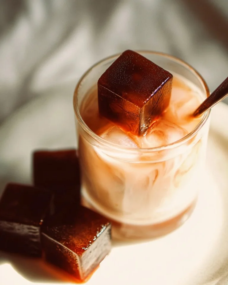 Coffee ice cubes in a tray ready to freeze for refreshing drinks.