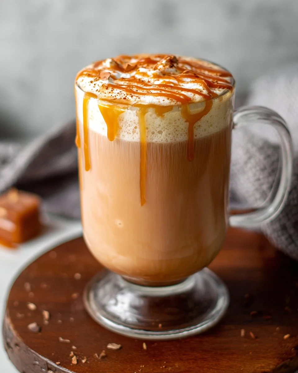 Homemade caramel latte inspired by Starbucks recipe