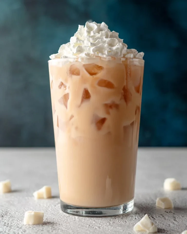 Homemade Iced White Chocolate Mocha resembling Starbucks version