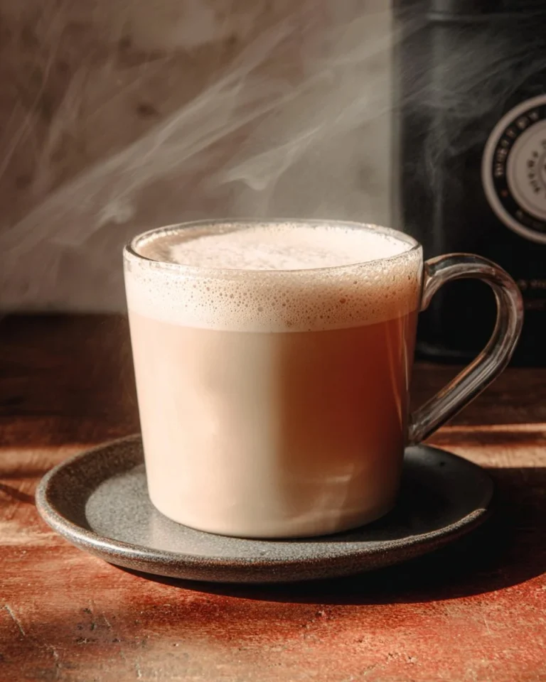 Delicious Earl Grey tea latte in a cozy café setting