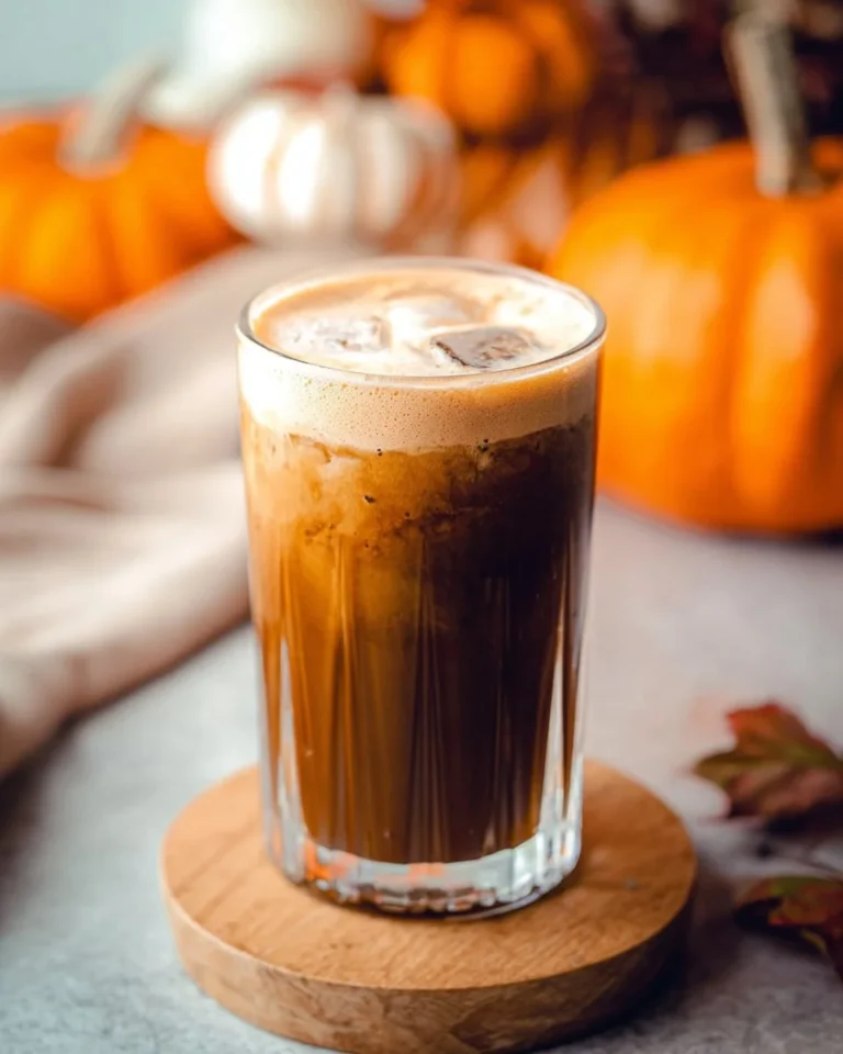 Homemade Pumpkin Cream Cold Brew, a Starbucks copycat recipe featuring pumpkin spice.