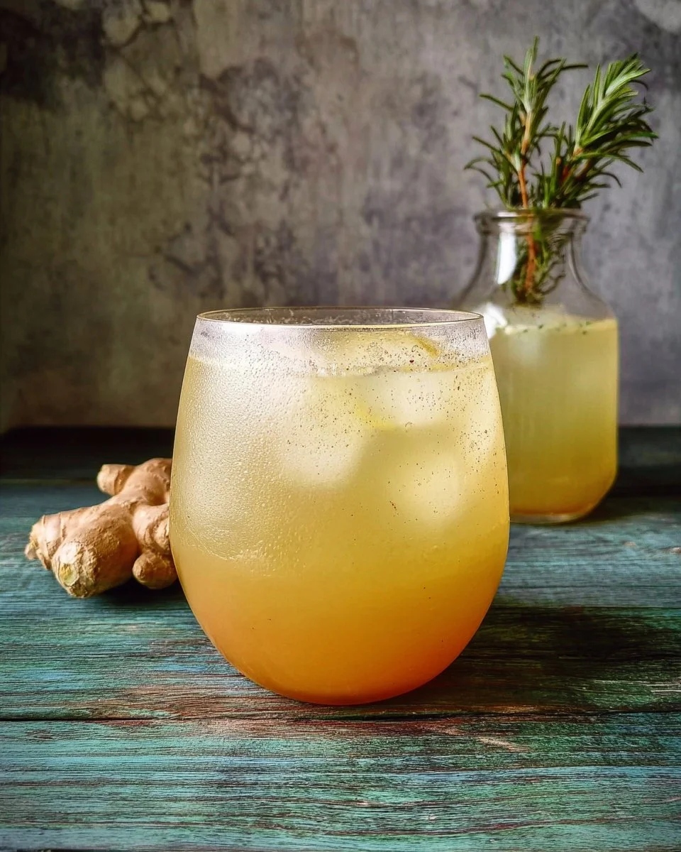 Refreshing Apple Ginger Cooler drink served in a glass with apple slices and ginger.
