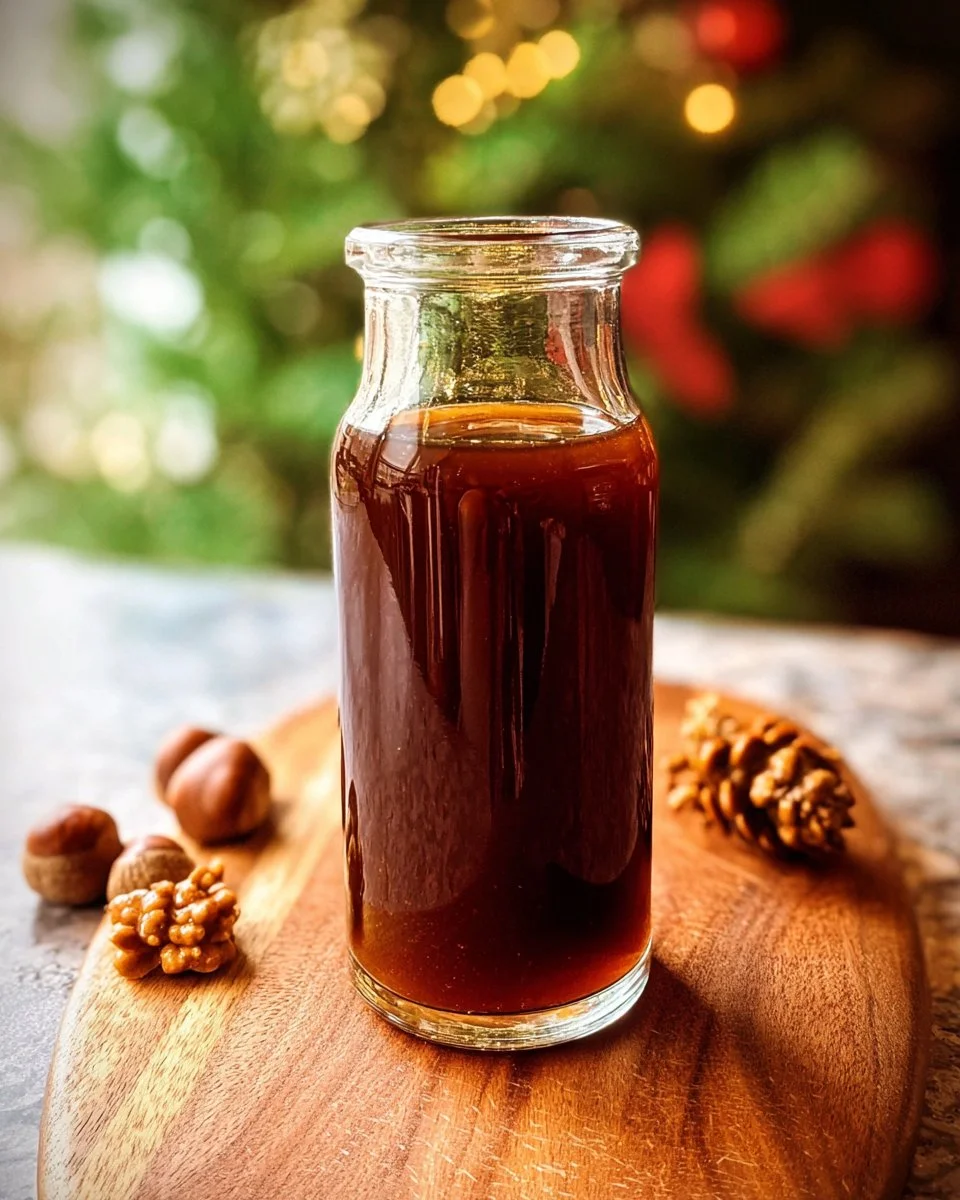 Chestnut praline syrup bottle with rich, nutty flavor for drinks and desserts