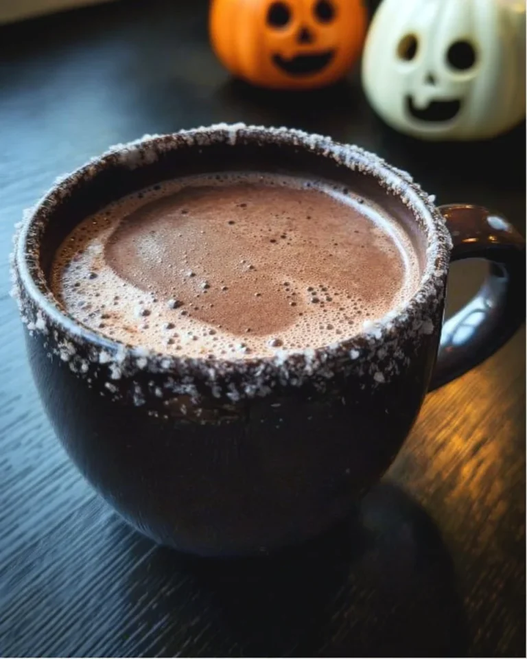 A steaming cup of dark hot cocoa topped with whipped cream and chocolate shavings.