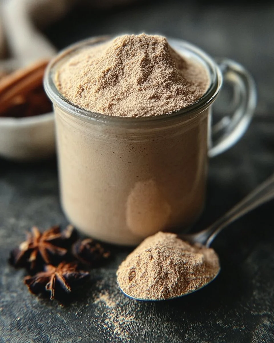 Homemade chai tea latte mix ingredients and preparation process