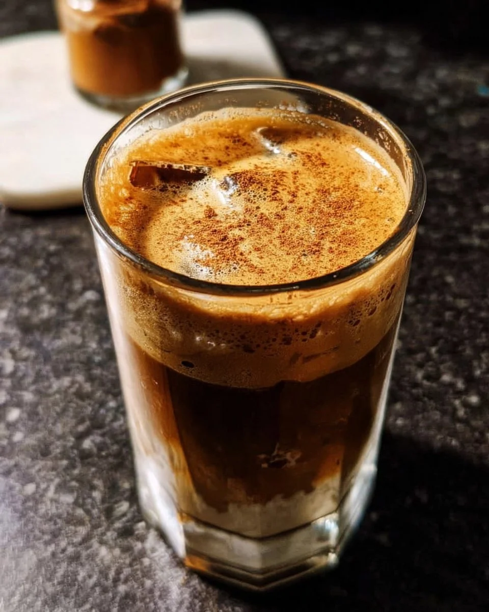Pumpkin Spice Brown Sugar Shaken Espresso topped with creamy foam.