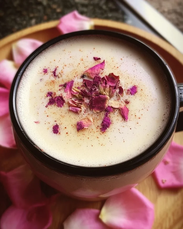 A creamy cup of Vanilla Rose Tea Latte with floral and vanilla notes