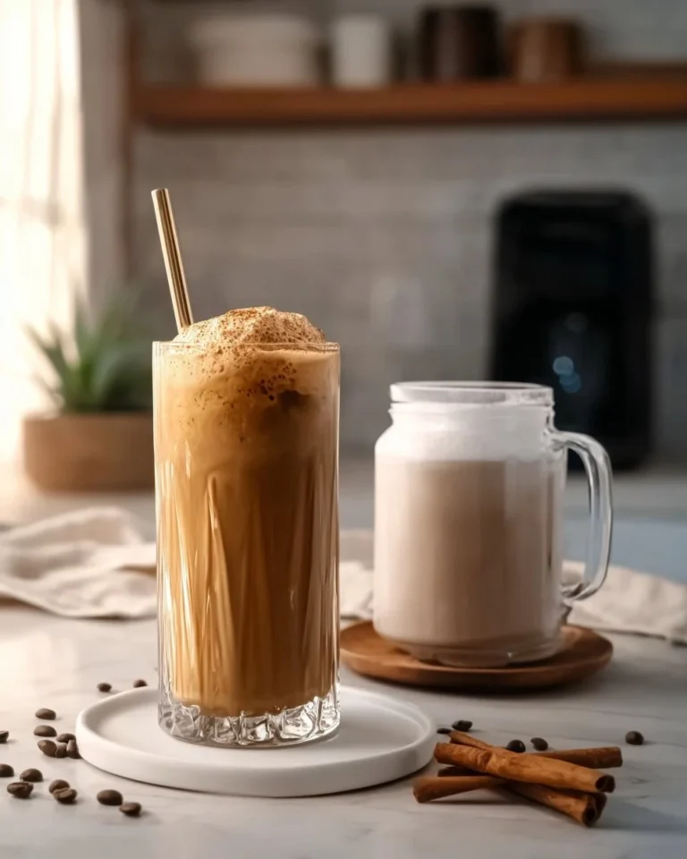 A cup of high protein coffee proffee with whipped cream and cocoa on top.