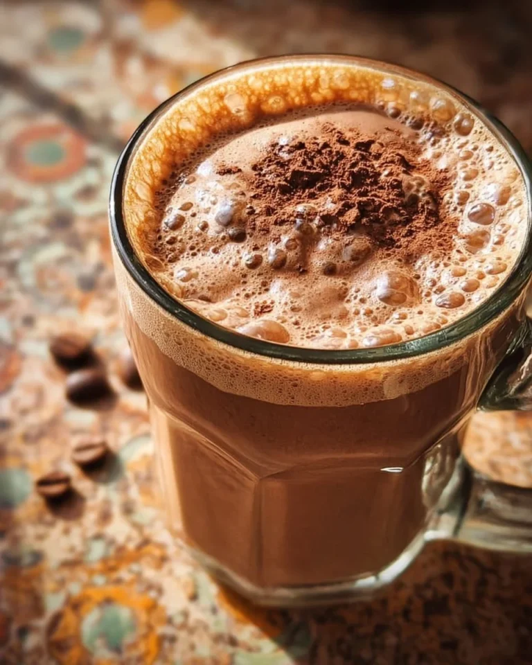 Delicious mocha protein shake filled with rich flavor and protein for muscle recovery.
