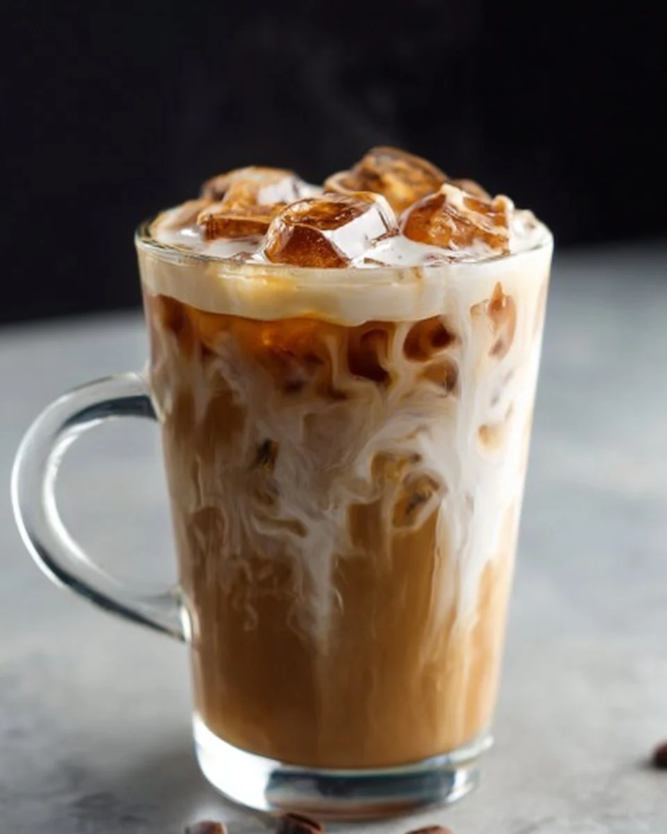 Refreshing Peanut Butter Iced Coffee in a glass with whipped cream on top