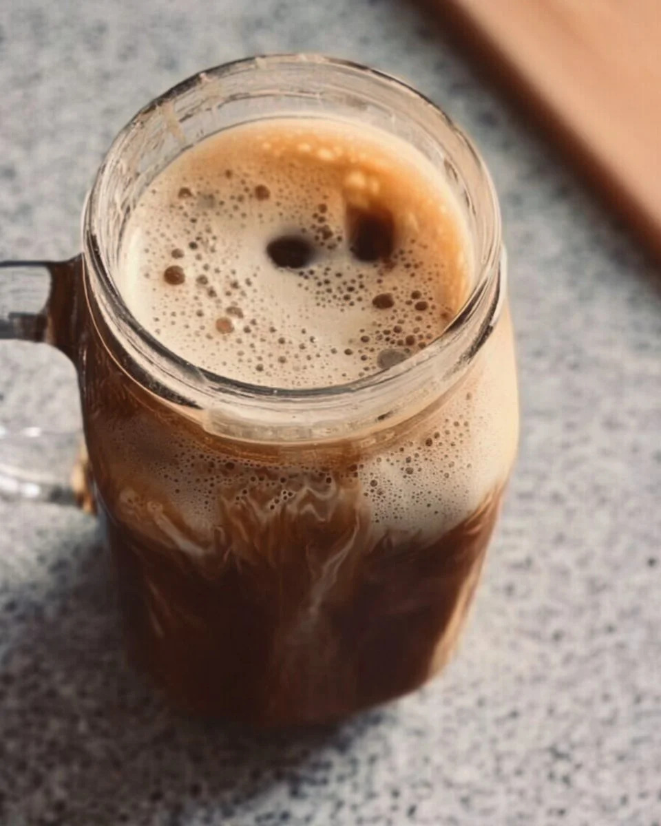 A cup of Protein Coffee adorned with coffee beans and protein powder, representing a healthy beverage choice.