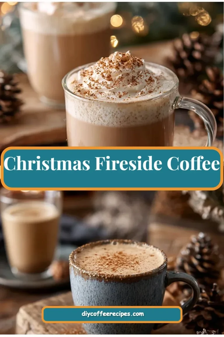 Cup of Christmas Fireside Coffee beside a warm fireplace
