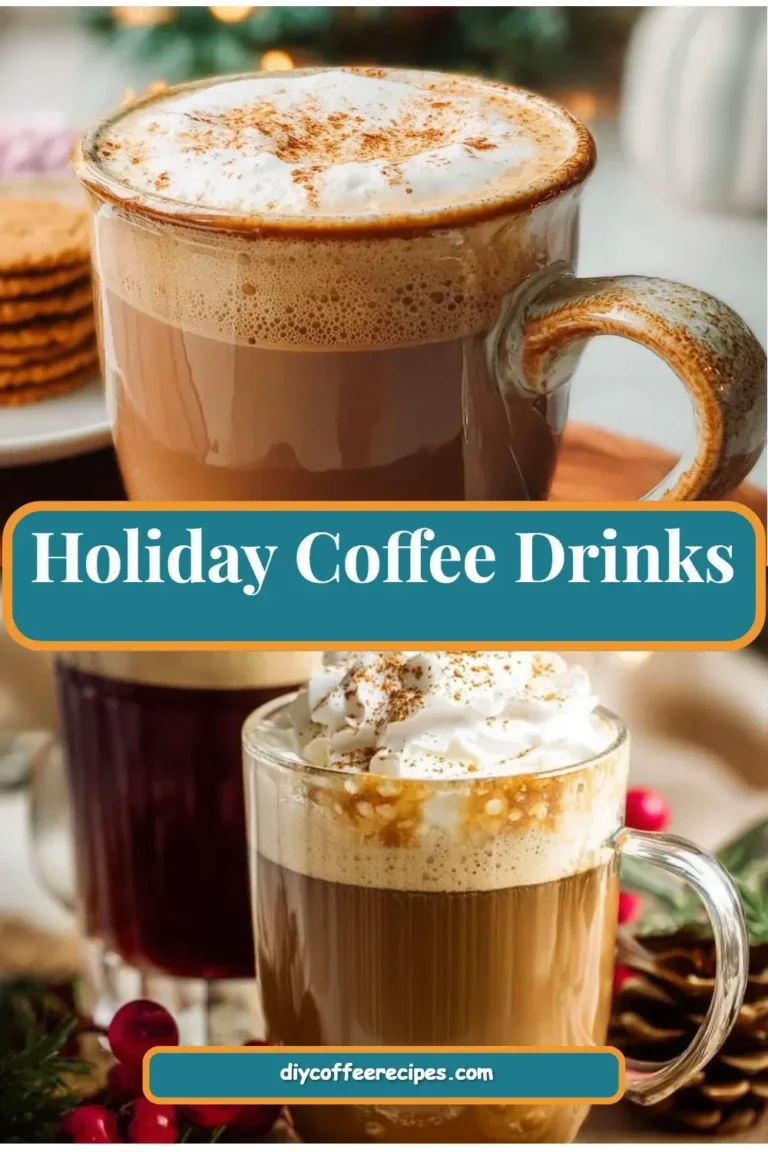 Festive holiday coffee drinks with whipped cream and spices for winter enjoyment