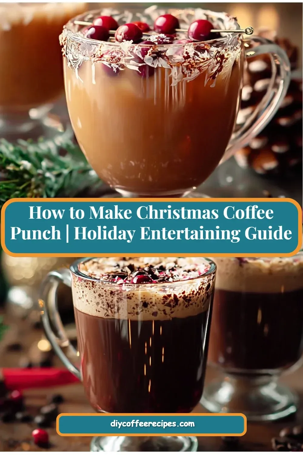 Festive Christmas coffee punch served in a holiday-themed setting