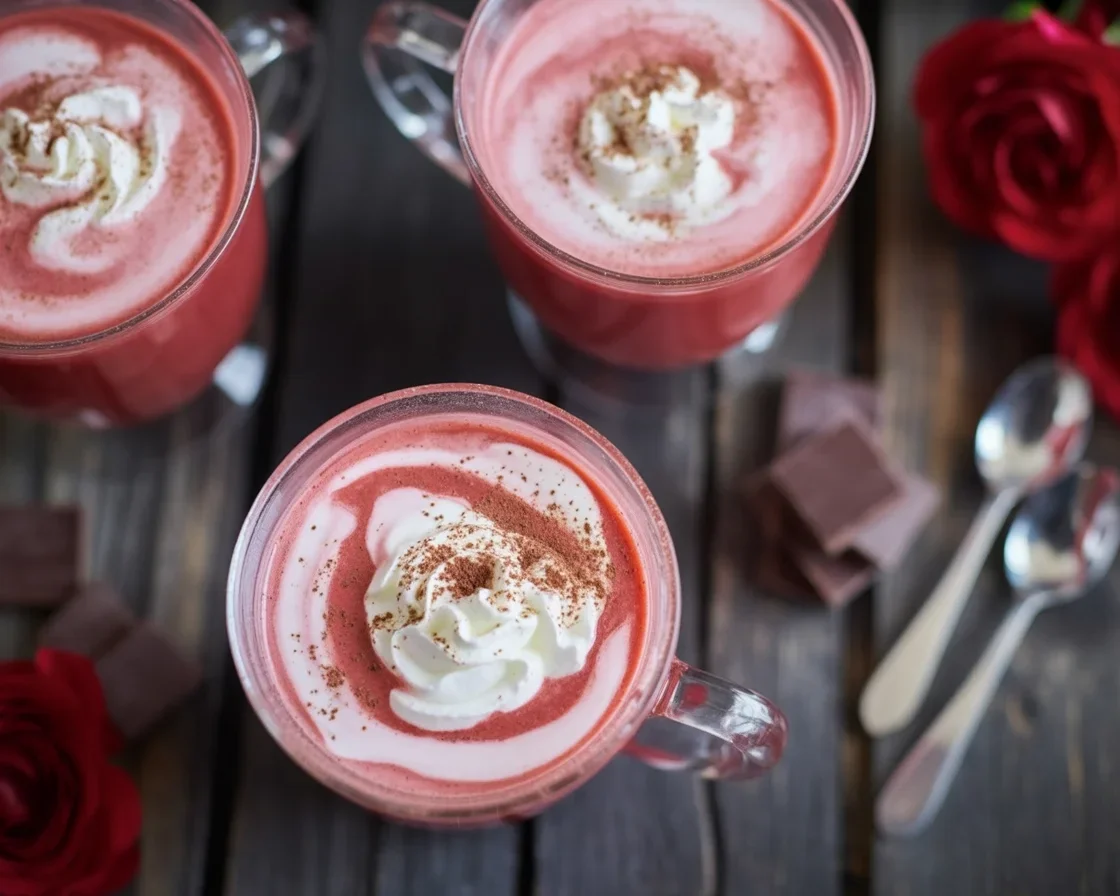 Delicious Red Velvet Latte with espresso, beetroot, and cream cheese topping