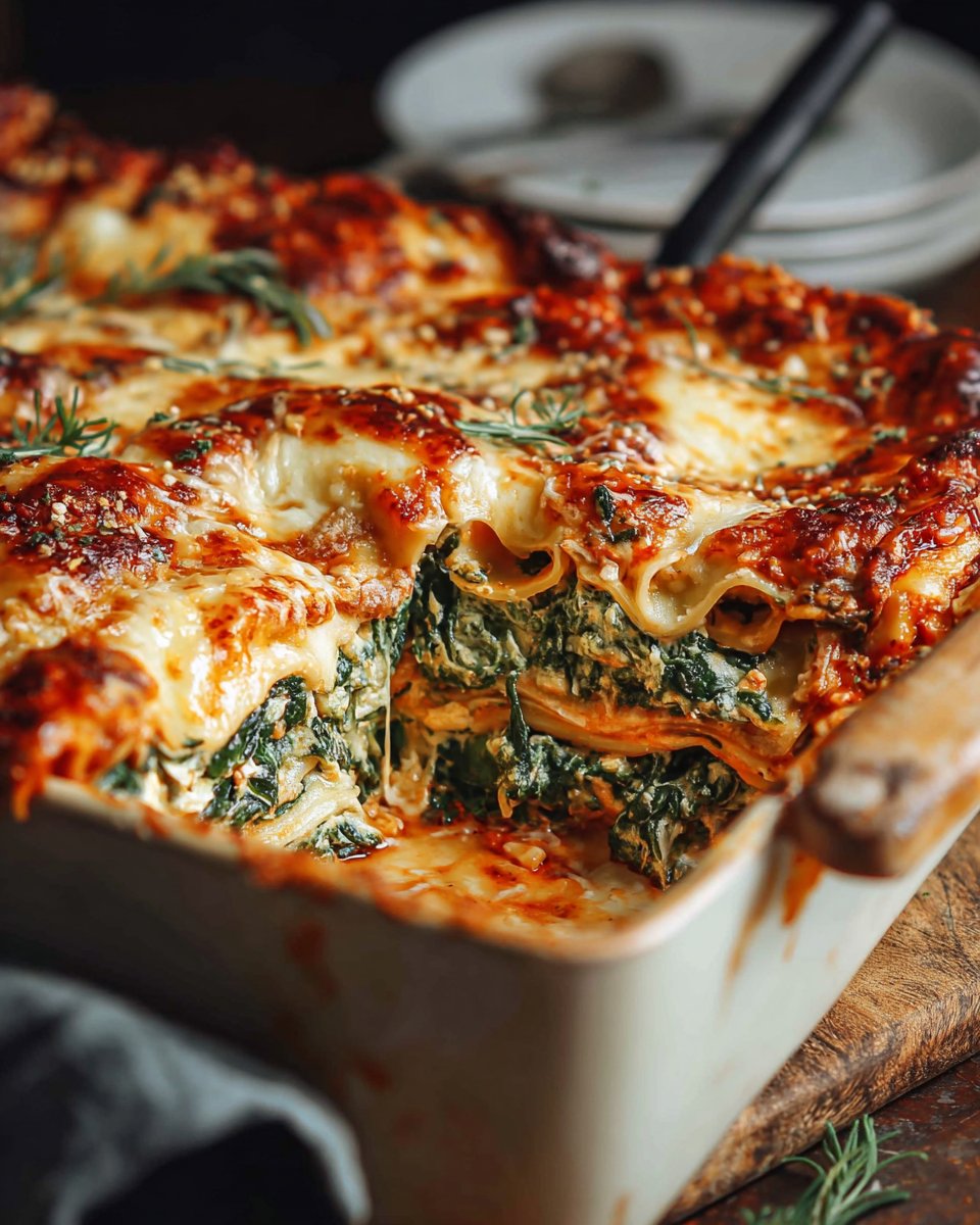 Ultimate Spinach Lasagna with 3 Cheeses