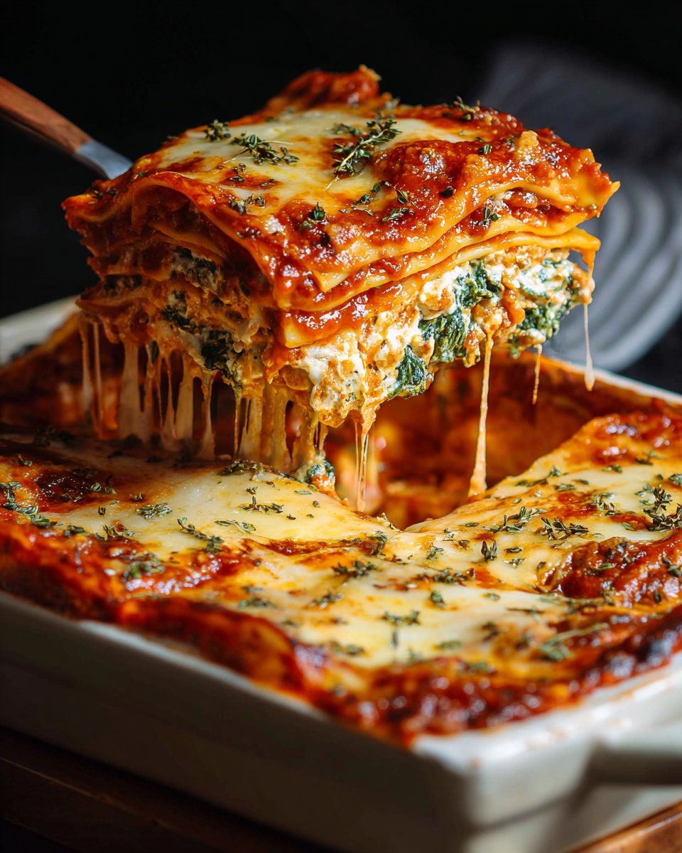 Ultimate Spinach Lasagna with 3 Cheeses