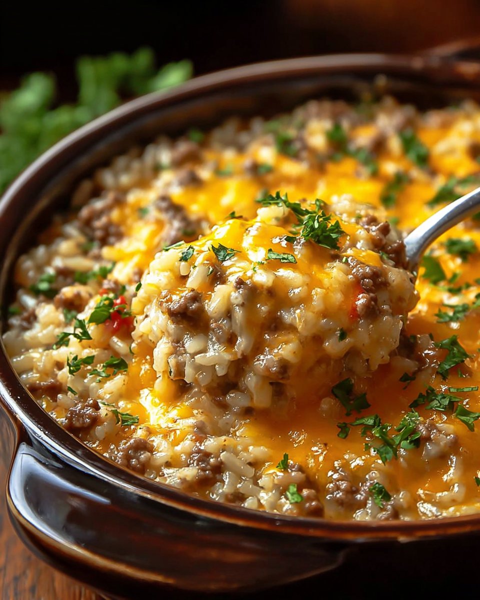 Cheesy Ground Beef Rice Casserole