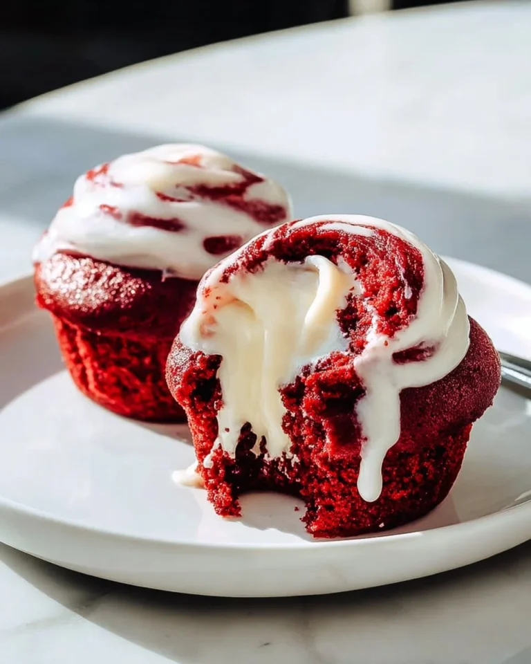 Delicious easy red velvet cinnamon rolls topped with cream cheese icing