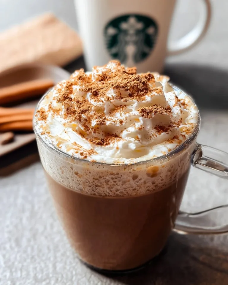 Starbucks Cinnamon Sweet Latte with cinnamon sticks and whipped cream