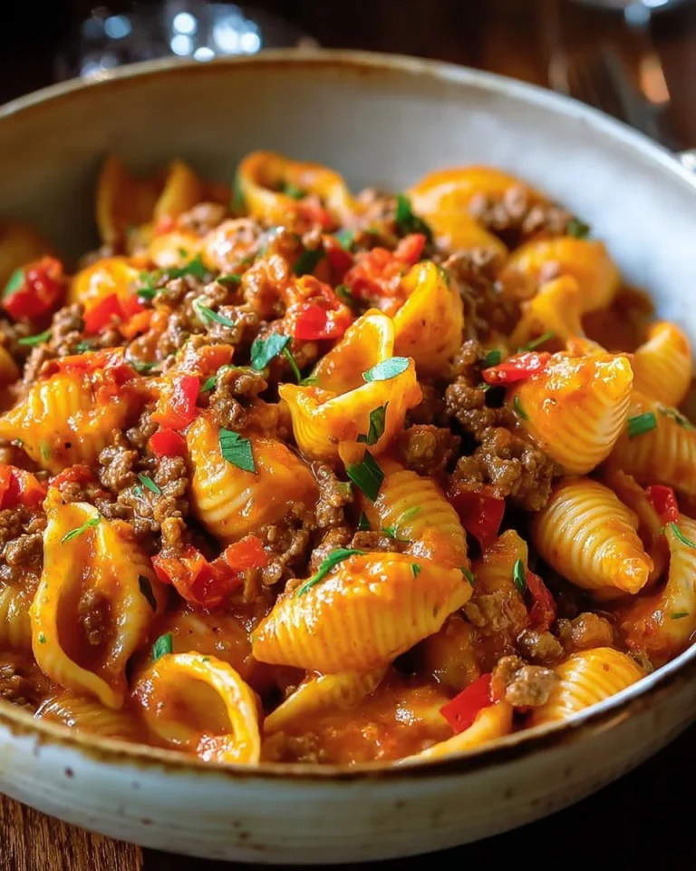 Delicious one-pot Taco Pasta with vibrant toppings and seasonings.