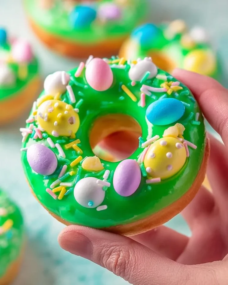 Air Fryer Easter Donuts topped with colorful sprinkles for a festive look