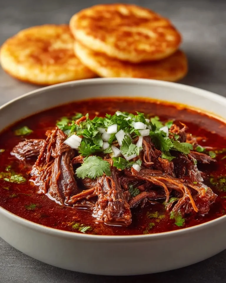 A delicious plate of Beef Birria served with lime and onions