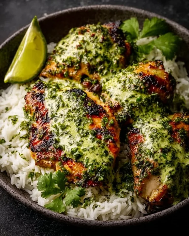 Best Peruvian chicken dish with creamy green sauce served on a plate