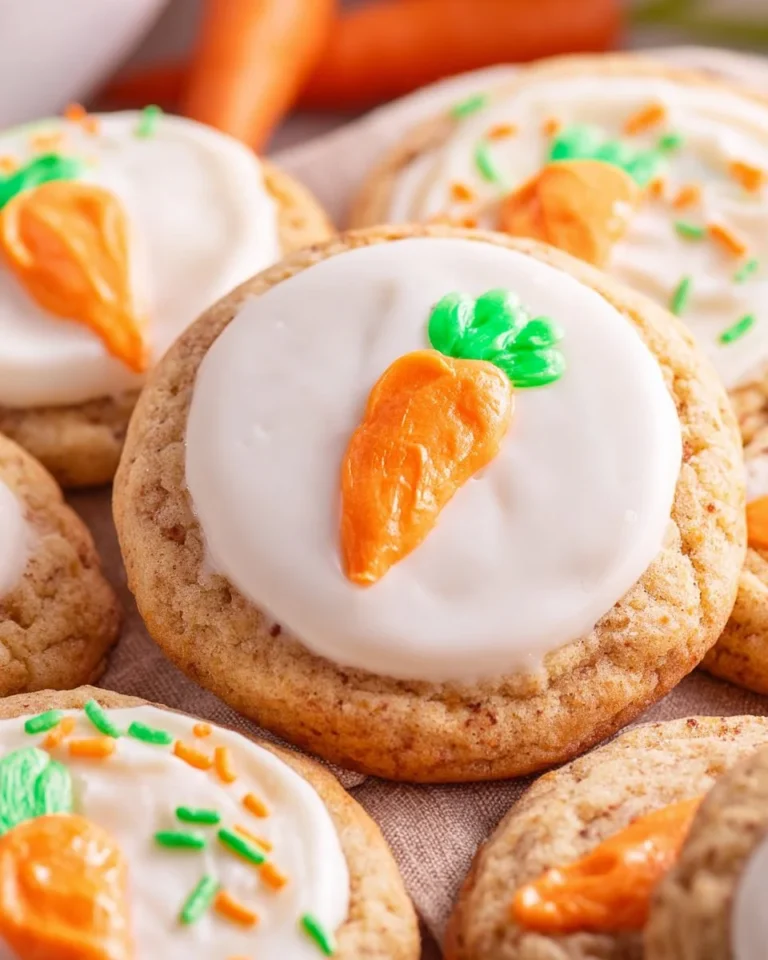 Delicious homemade Carrot Cake Cookies with cream cheese frosting