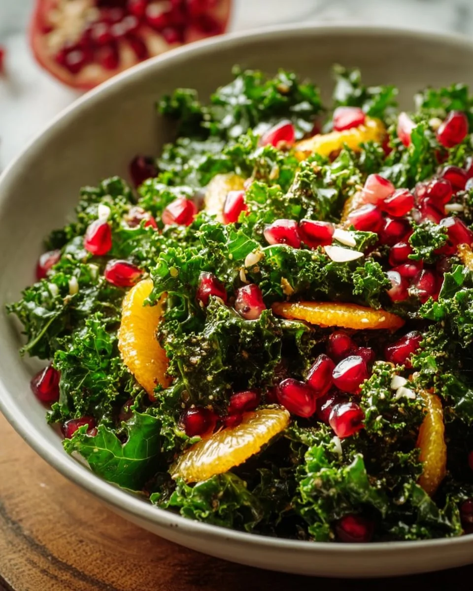 Citrus Pomegranate Kale Salad with Honey Lemon Vinaigrette