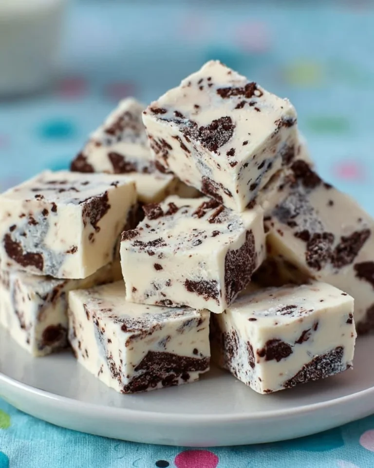 Delicious cookies and cream fudge with chocolate cookie pieces