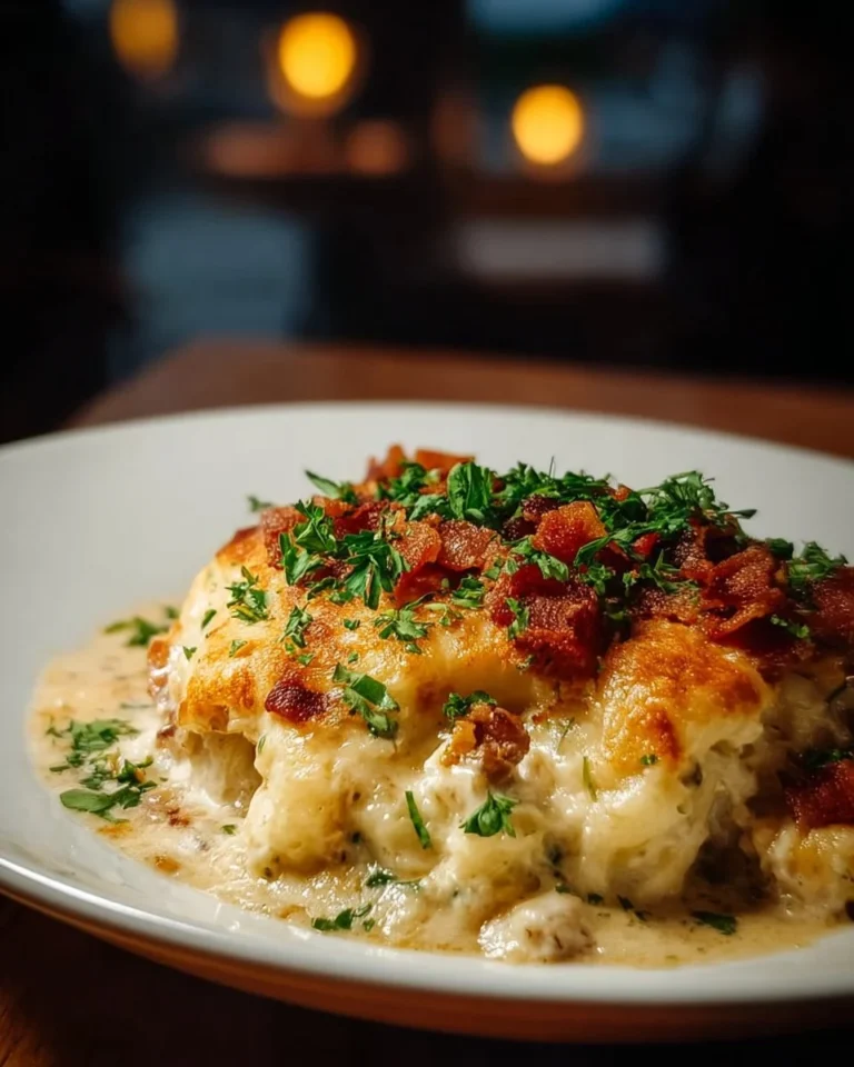 Delicious Cowboy Casserole in a baking dish topped with melted cheese