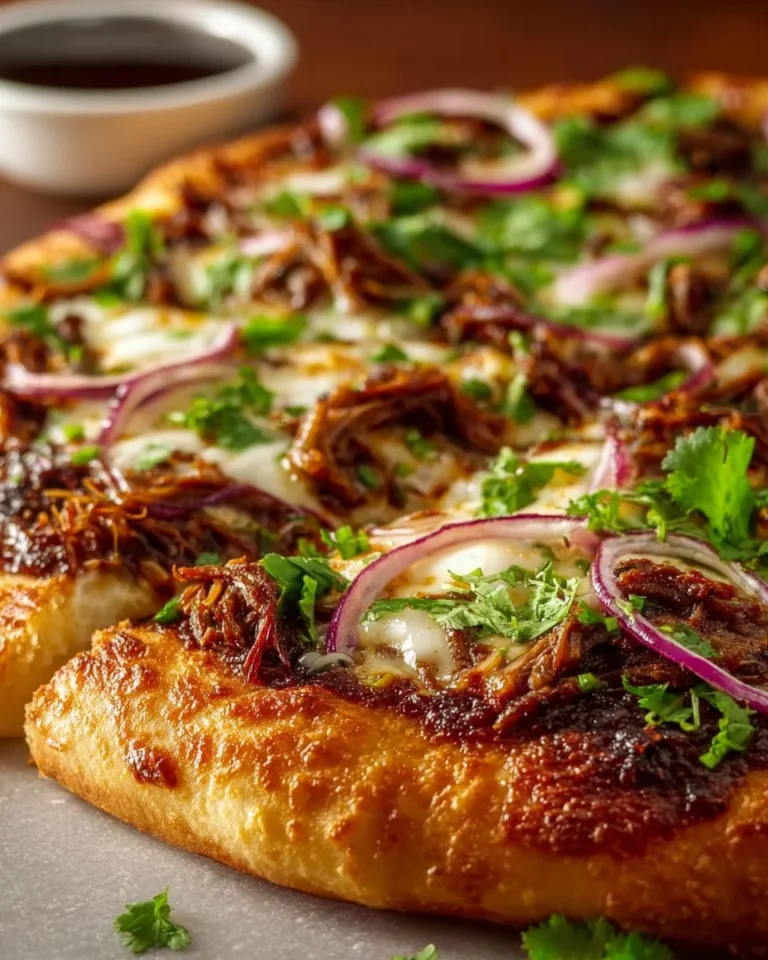 Delicious crispy oven-baked birria pizza topped with cheese and herbs
