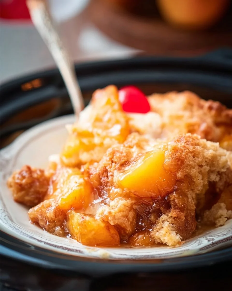 Crock Pot Peach Cobbler