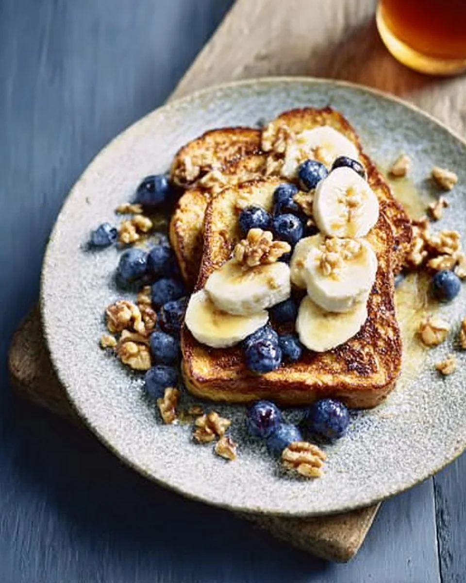 French Toast With Bananas, Blueberries & Walnuts Recipe | Waitrose & Partners