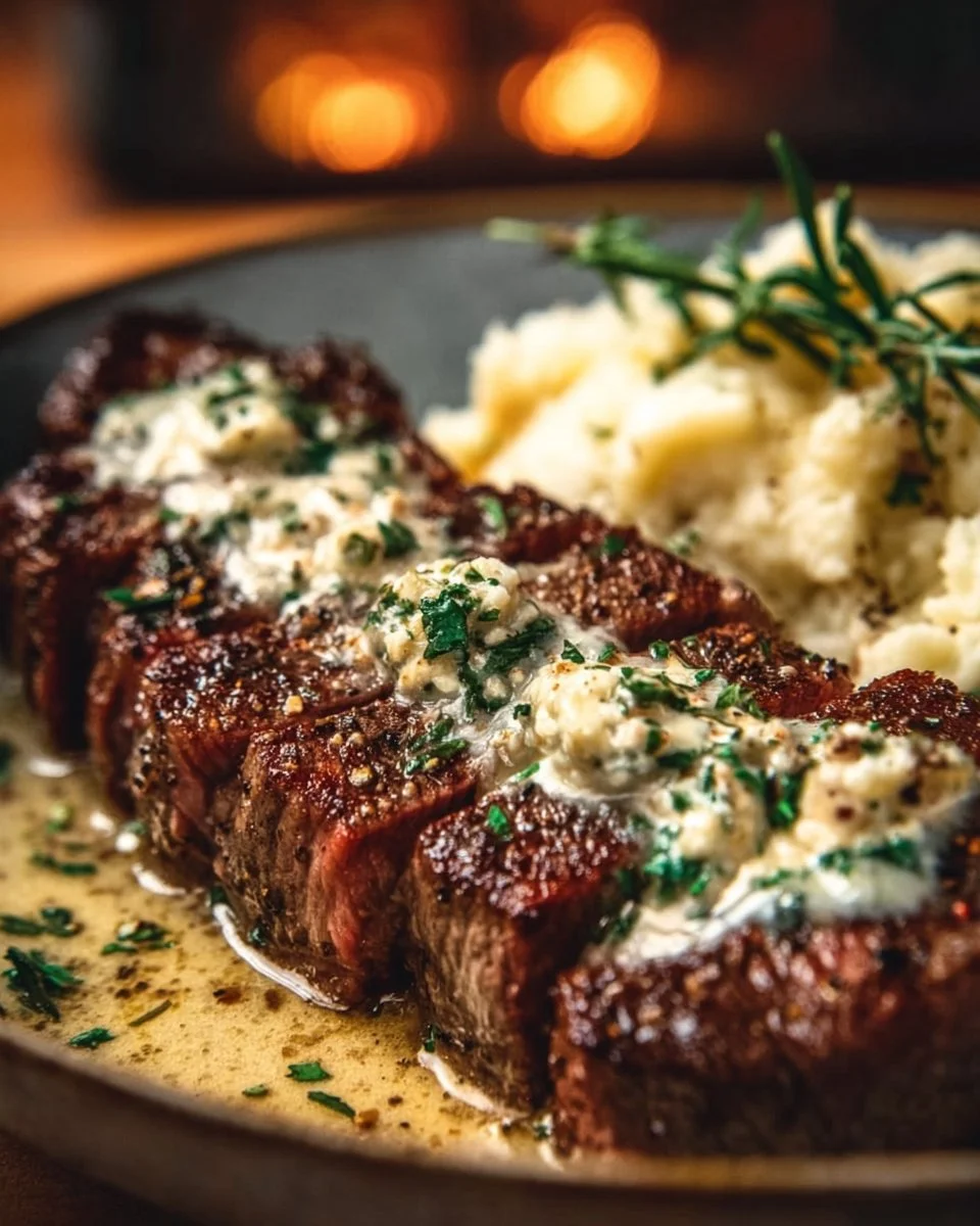 Garlic Butter Steak With Parmesan Cream Sauce