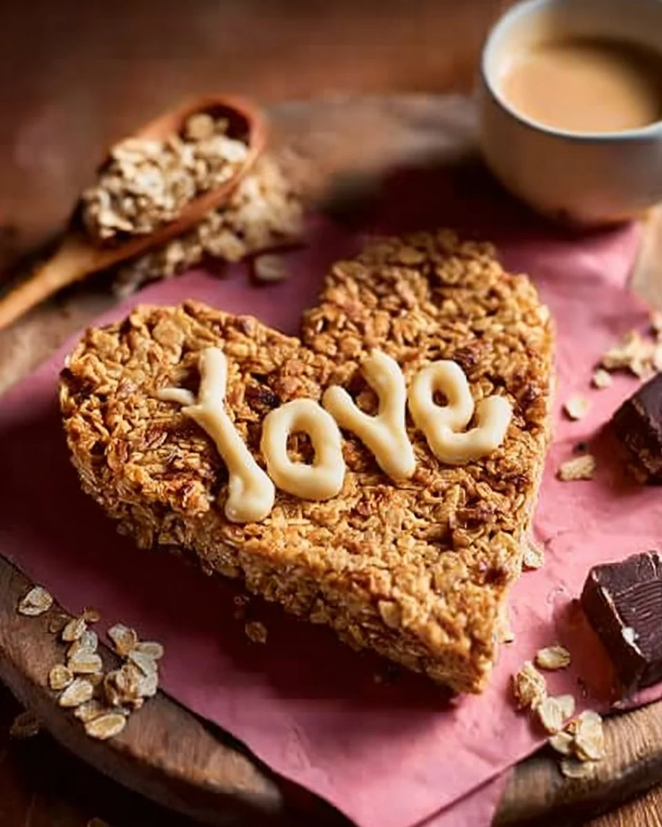 Heart-shaped breakfast oat bar