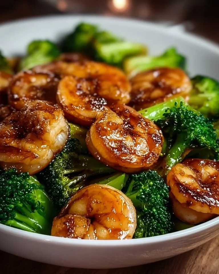 High-protein honey garlic shrimp dish served with vegetables