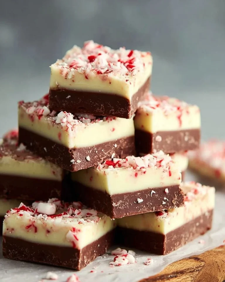 Layered mint chocolate fudge with rich chocolate layers and mint cream top