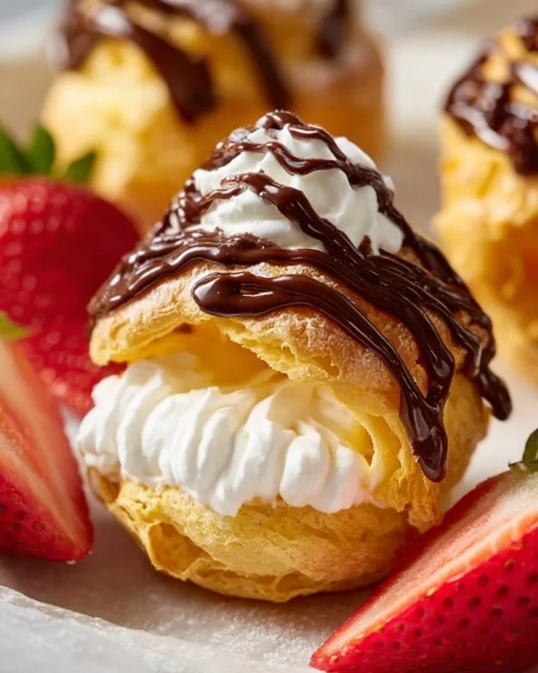 Old fashioned cream puffs ready to be served on a plate