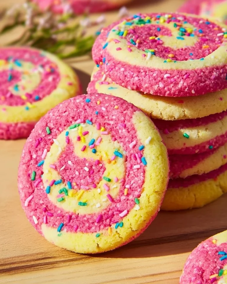 Old fashioned pinwheel cookies for a springtime treat baked in vibrant colors.