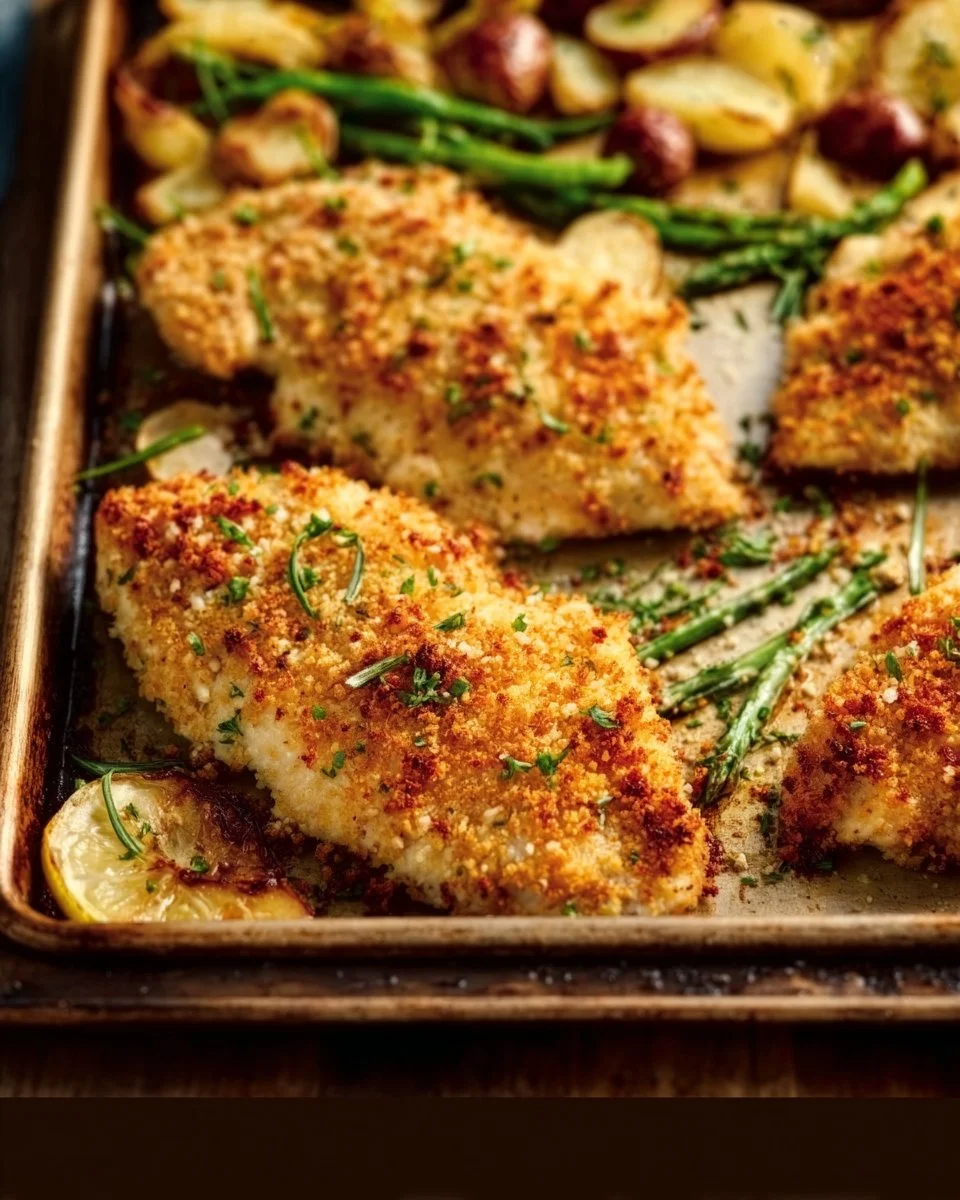 Parmesan Crusted Chicken Sheet Pan Dinner
