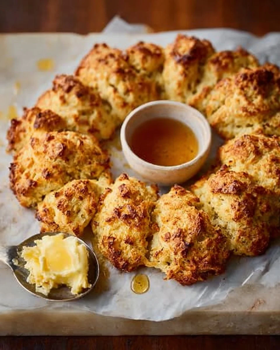 Parsnip and Gruyere Scone Wreath with Honey Butter