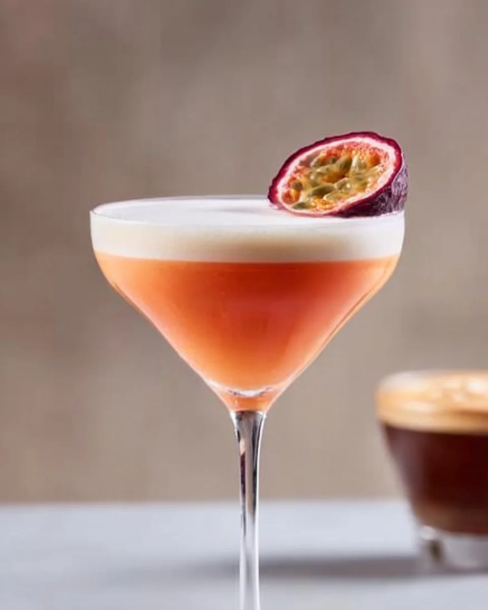 Refreshing Passion Fruit Martini cocktail served in a stylish glass