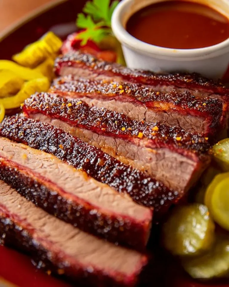 Perfectly smoked brisket with a rich, smoky flavor and tender texture