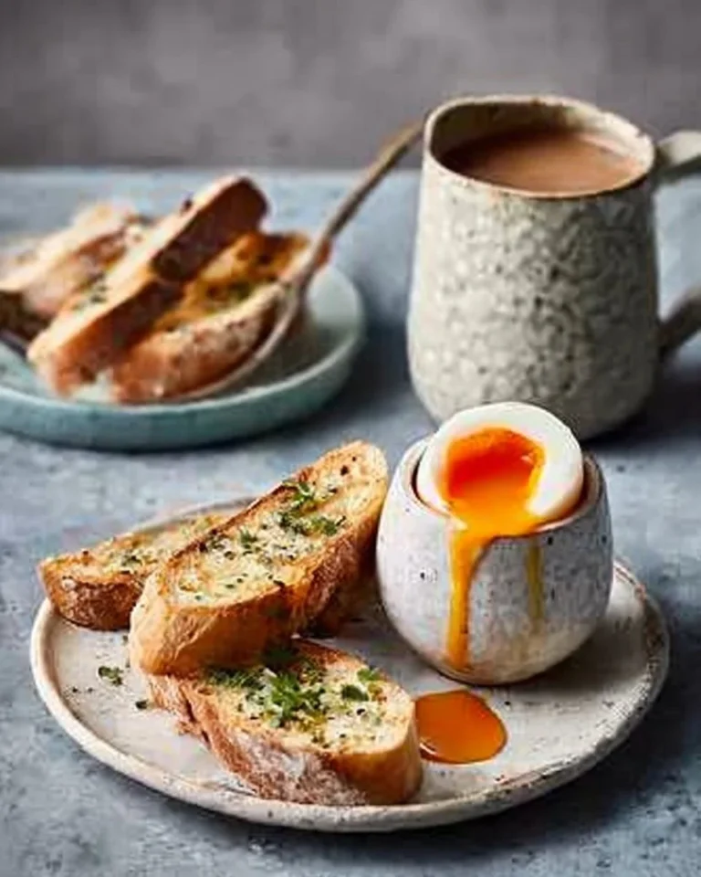 Soft egg served on anchovy toasts, perfect for brunch