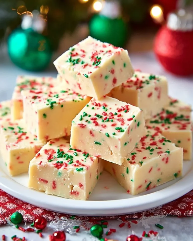 Delicious sugar cookie fudge pieces on a festive plate