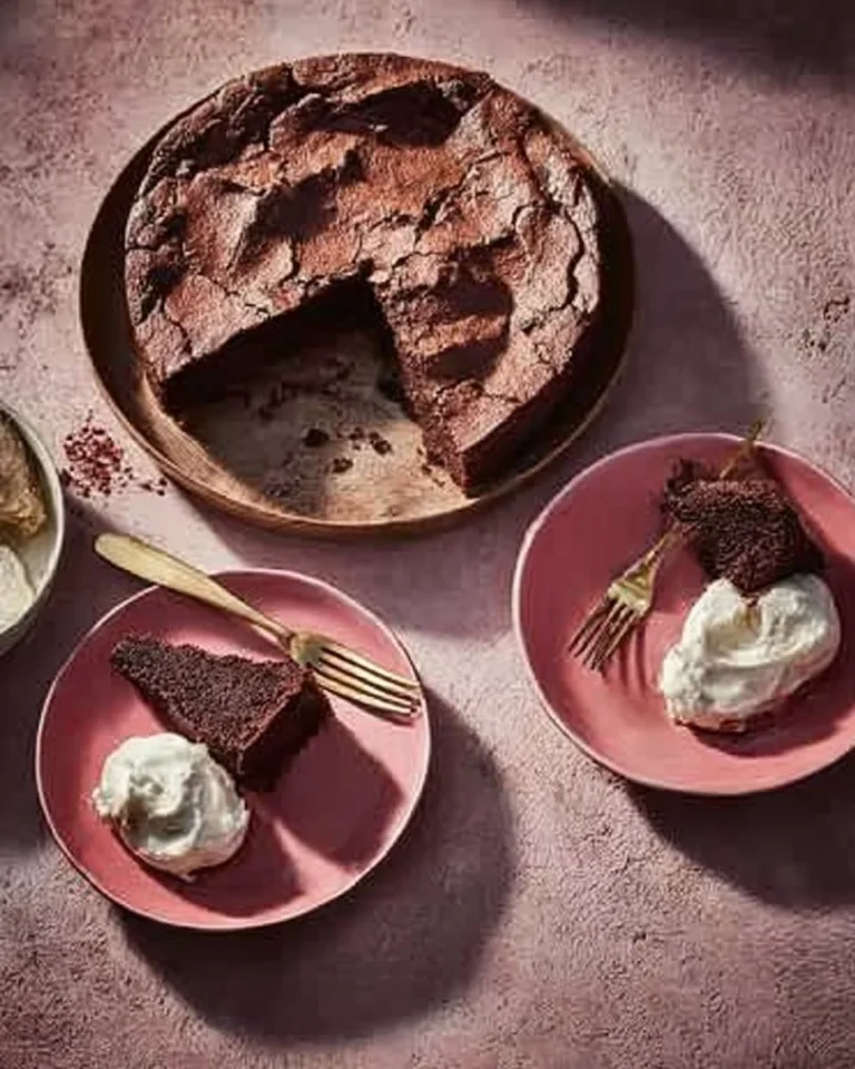Twice-baked Chocolate Cake with rich chocolate frosting and garnishes