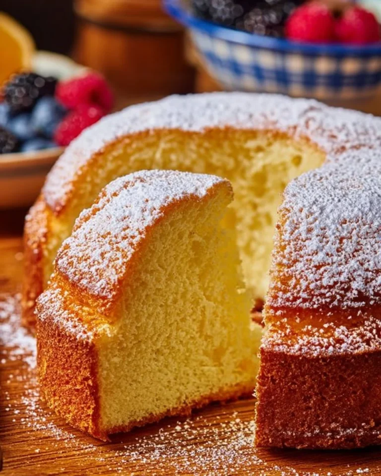 Moist and tender Vanilla Buttermilk Cake with a slice on a plate